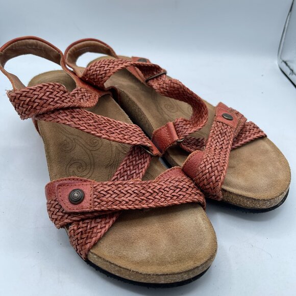 TAOS TRULIE Terracotta Braided Leather Sandals Adjustable Strap Size 6.5 EU 37 | - Picture 1 of 10
